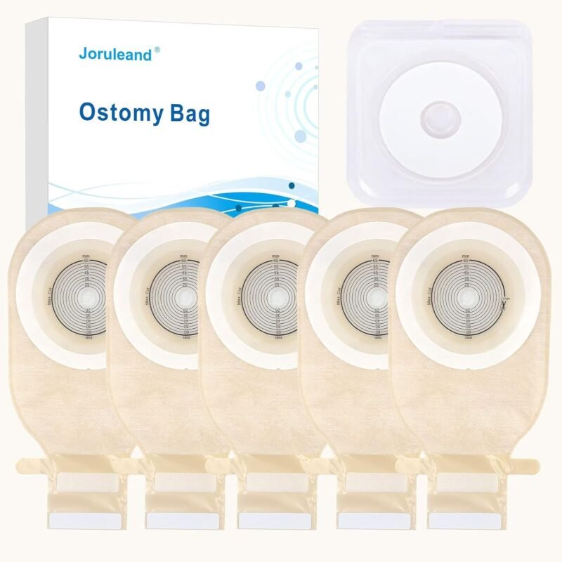 Joruleand One Piece Ostomy Bags Kit (20 PCS)-with 10 Barrier Rings, Leak-Proof Drainable Pouch for Colostomy Bags, Ileostomy Stoma Care|Bolsas de Colostomia...